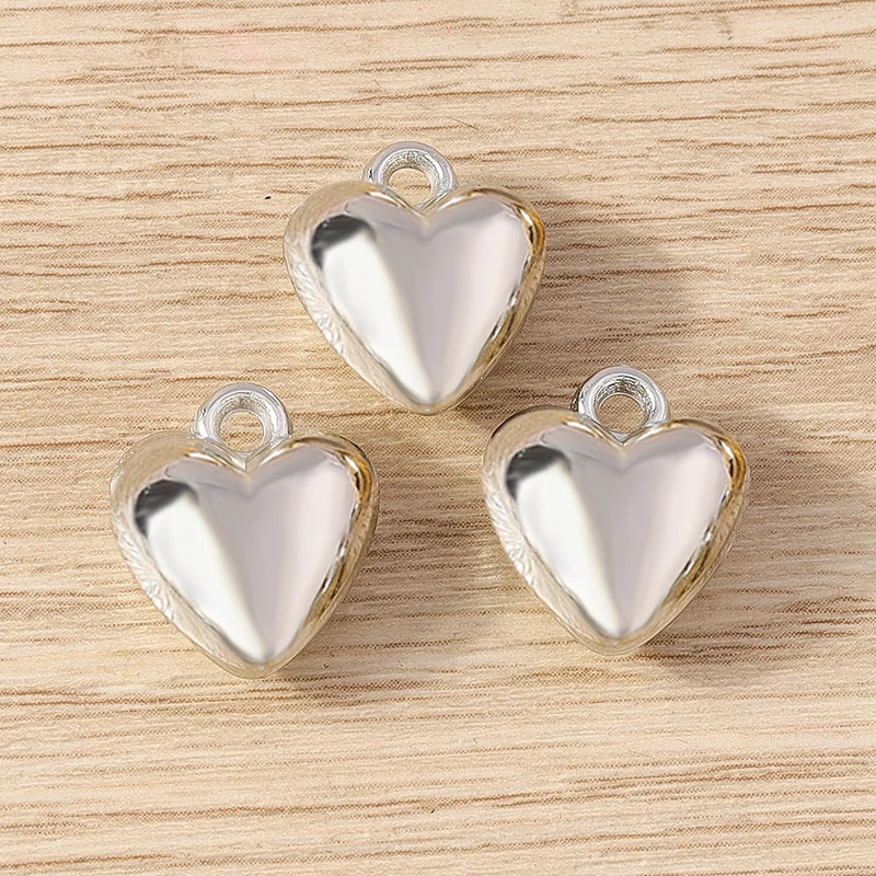 20 Stück 14 x 16 mm niedliche gold- und silberfarbene Liebesherz-Anhänger aus Legierung für die Schmuckherstellung, Ohrringe, Halsketten, Armbänder, DIY-Geschenke – Detail 4