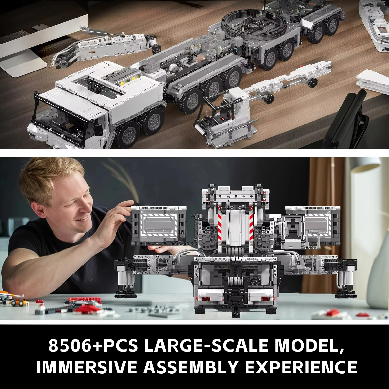 ตัวต่อรีโมทคอนโทรลขนาดใหญ่ 8506 ชิ้น MOC Liebherr LTM11200 รถเครน ชุดประกอบโมเดลเครื่องจักรก่อสร้างขนาดใหญ่