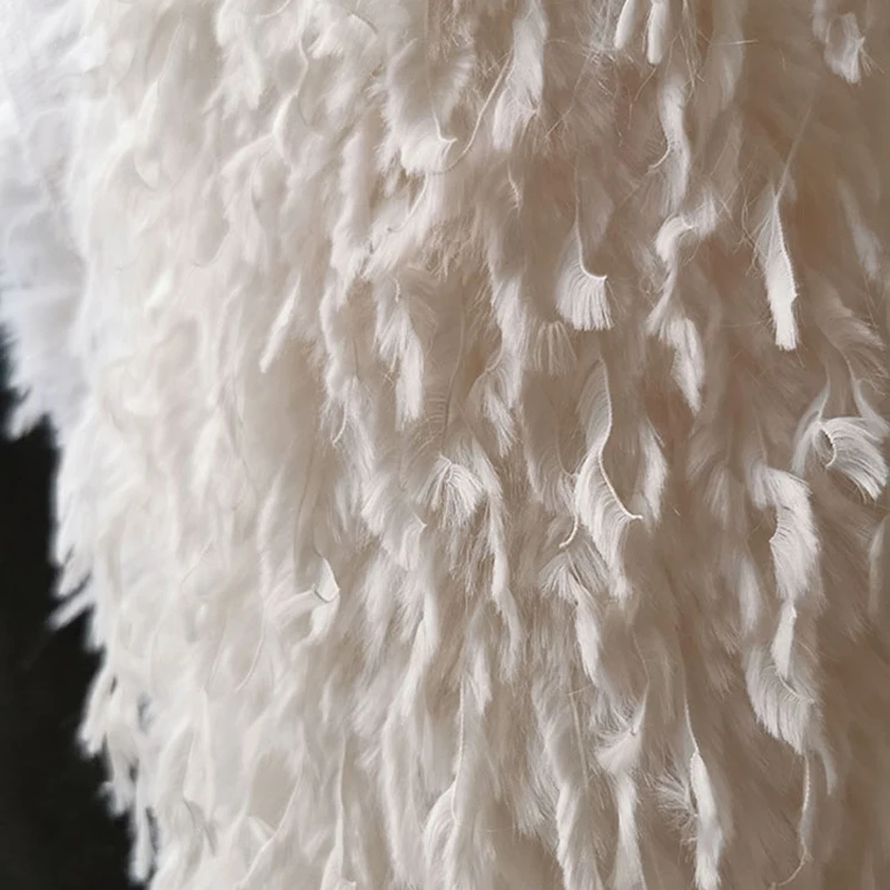 White Feather Tassel Velvet Dream Coat Fabric Polyester Texture for Wedding Dress Pillow Curtain Doll DIY Sewing Material