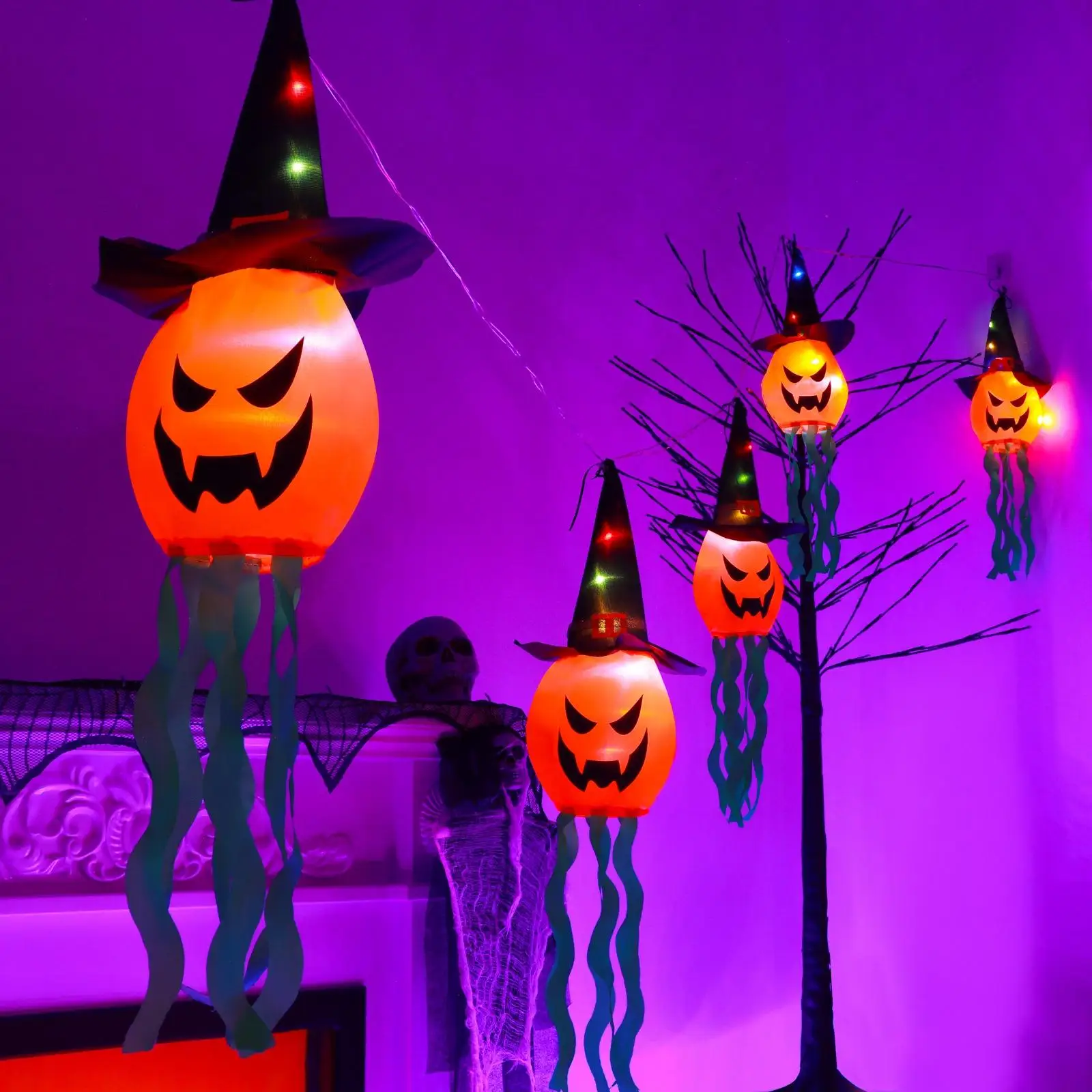 5 個 3 メートルハロウィンカボチャライト装飾ハンギングランタン防水 LED