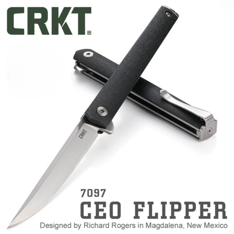 Outdoor CR CEO Gentleman\'s Flipper 7097 Pocket Folding Knife 8Cr13Mov Blade Nylon Wave Fiber Handle Camping Hunting EDC Tools