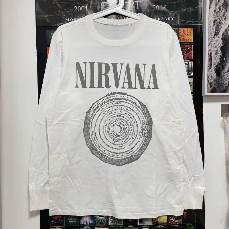 تي شيرت جديد مطبوع ثلاثي الأبعاد NIRVANA Rock Band للرجال والنساء أزياء زوجين في الشارع بأكمام طويلة