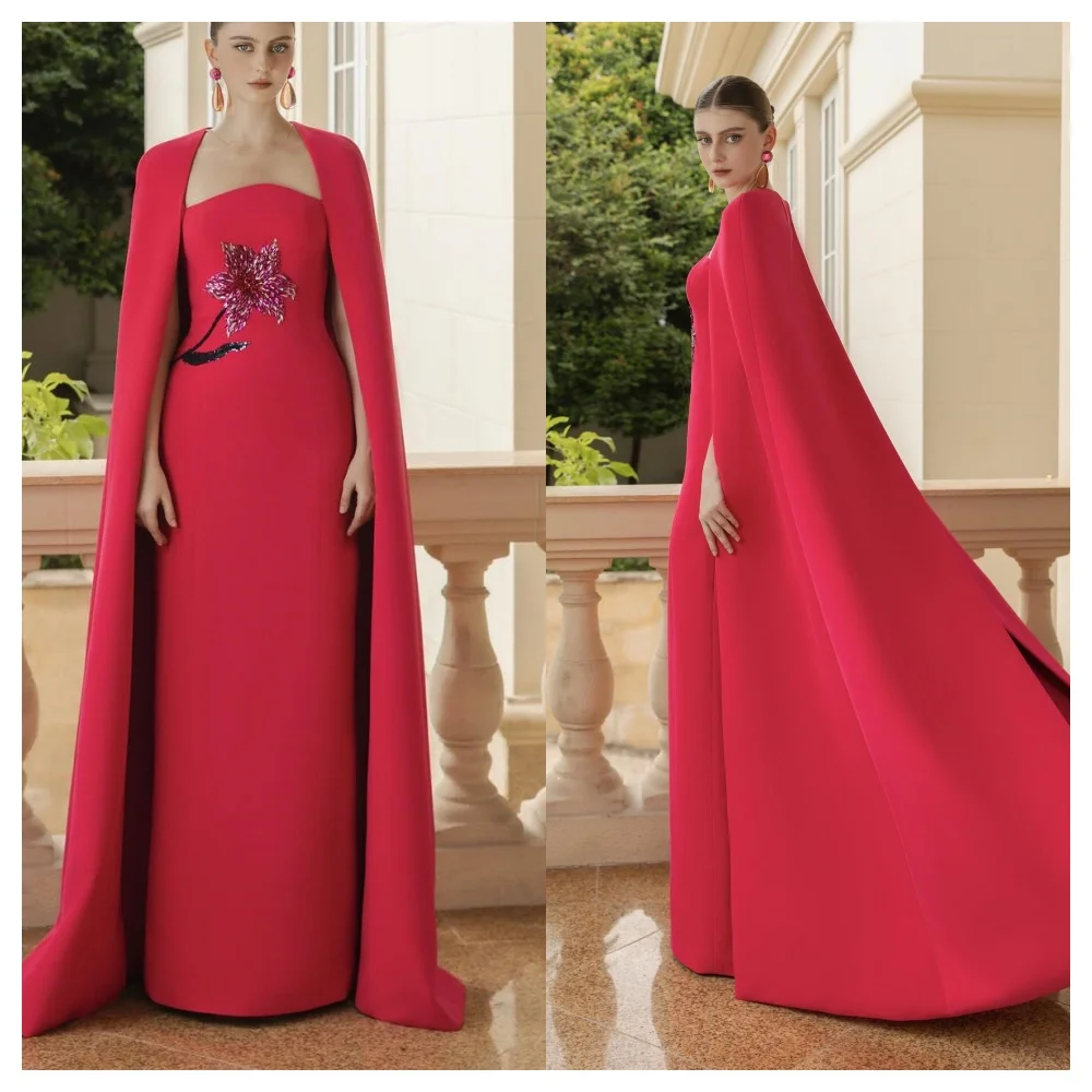 

Customized Exquisite Jersey Evening Dress Fashion Strapless Sleeveless Party Dress High Quality Floor Length Celebrity Gowns