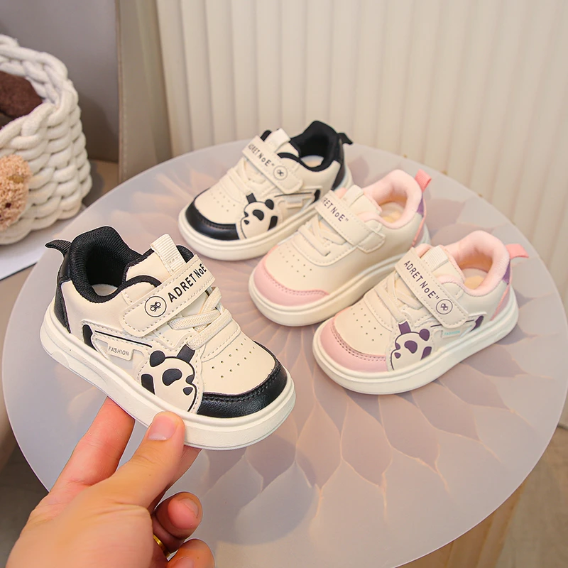 

Children's Sneakers Size 16-26 Black Cartoon Boys Girls Baby Board Shoes Pink Soft Non-slip Kids Walking Shoes Toddler Boy Shoes