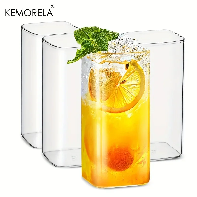 4PCS 15/19 Oz BPA Free Borosilicate Drinking Glasses Set Heat Resistant Dishwasher Safe For Cocktail Whiskey Soda Water Beer