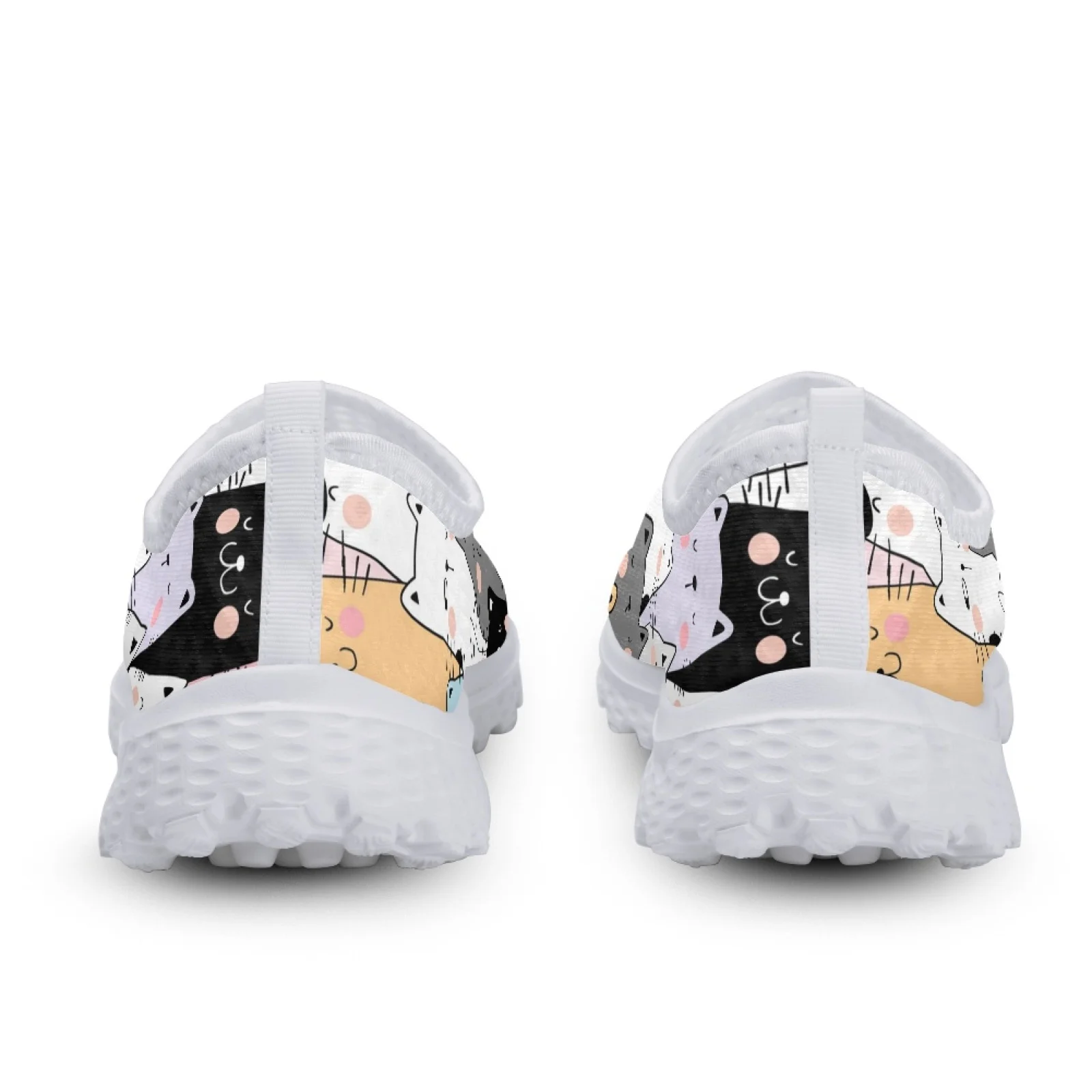 INSTANTARTS Cartoon Cat Designer Brand Slip-on Shoes Hand-painted Cat Print Loafers Women\'s Casual Breathable Mesh Shoes Zapatos