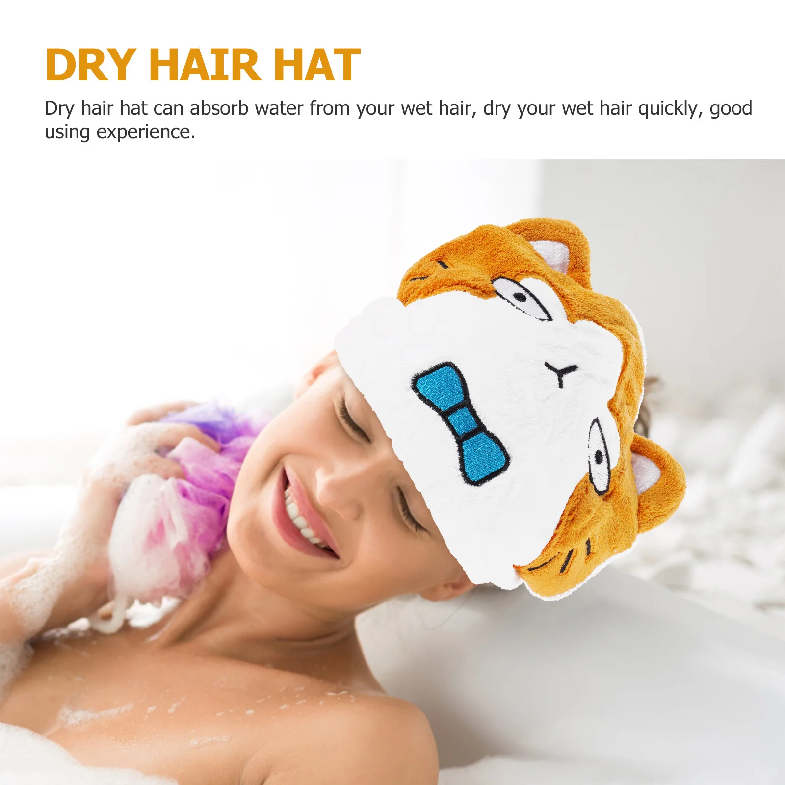 

Water Absorption Hair Drying Hat Cartoon Animal Soft Coral Fleece Fast Drying Head Cap for Long Short Curly Hair No Friction