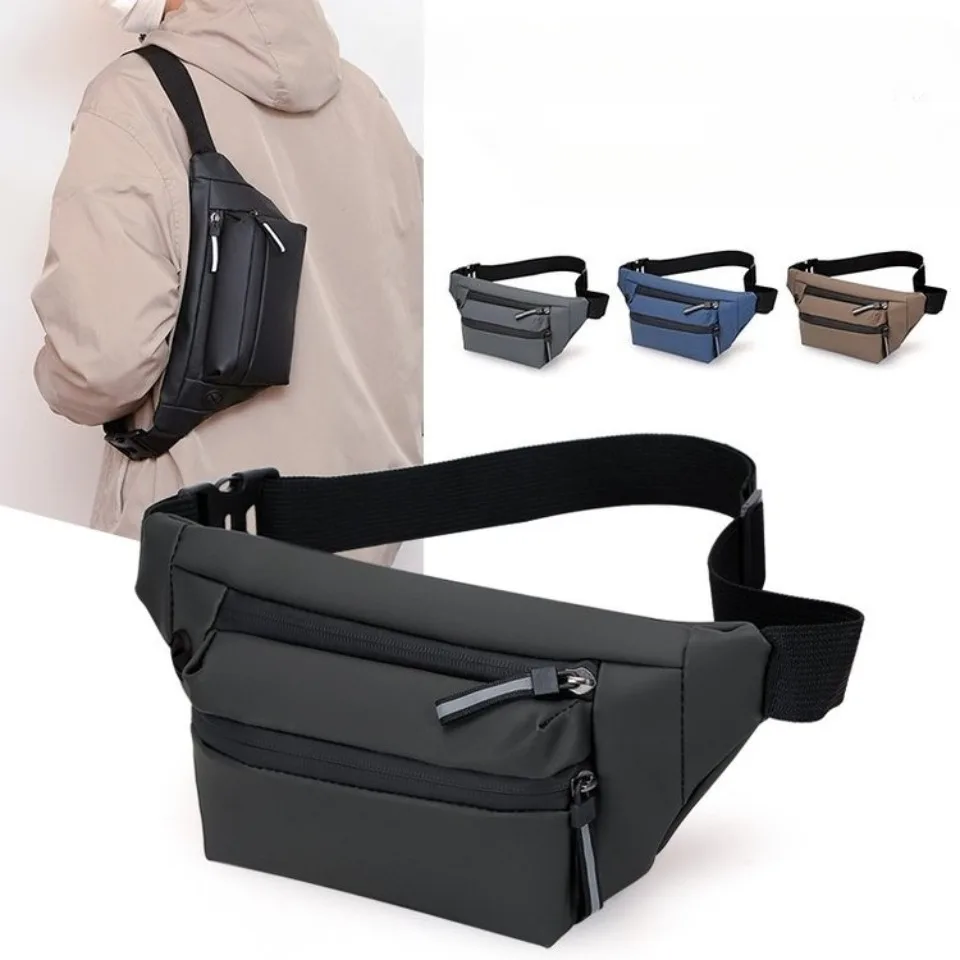 

Men Waterproof Fanny Pack Multi-Position Waist Chest Shoulder Bag with Phone Pocket - Outdoor Sports Running Travel Belt Bum Bag
