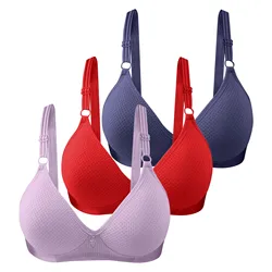 3PC Sexy Bras Push Up Seamless Underwear for Women Solid Color Wireless Lingerie Adjustment Straps Gather Brassiere