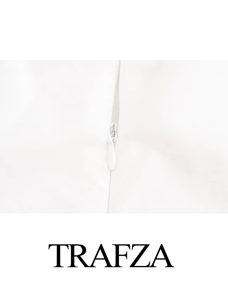 TRAFZA-Vestido sem encosto feminino em bandeau, adornado em camadas, popeline bordado, vestido chique feminino, nova moda