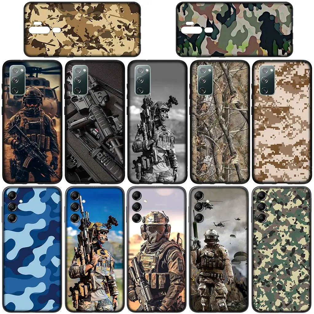 Camo Military Army Camouflage Special Forces Phone Case for Samsung Galaxy S24 S23 Fe Ultra Plus A05 A55 A35 A24 A25 A15 M55