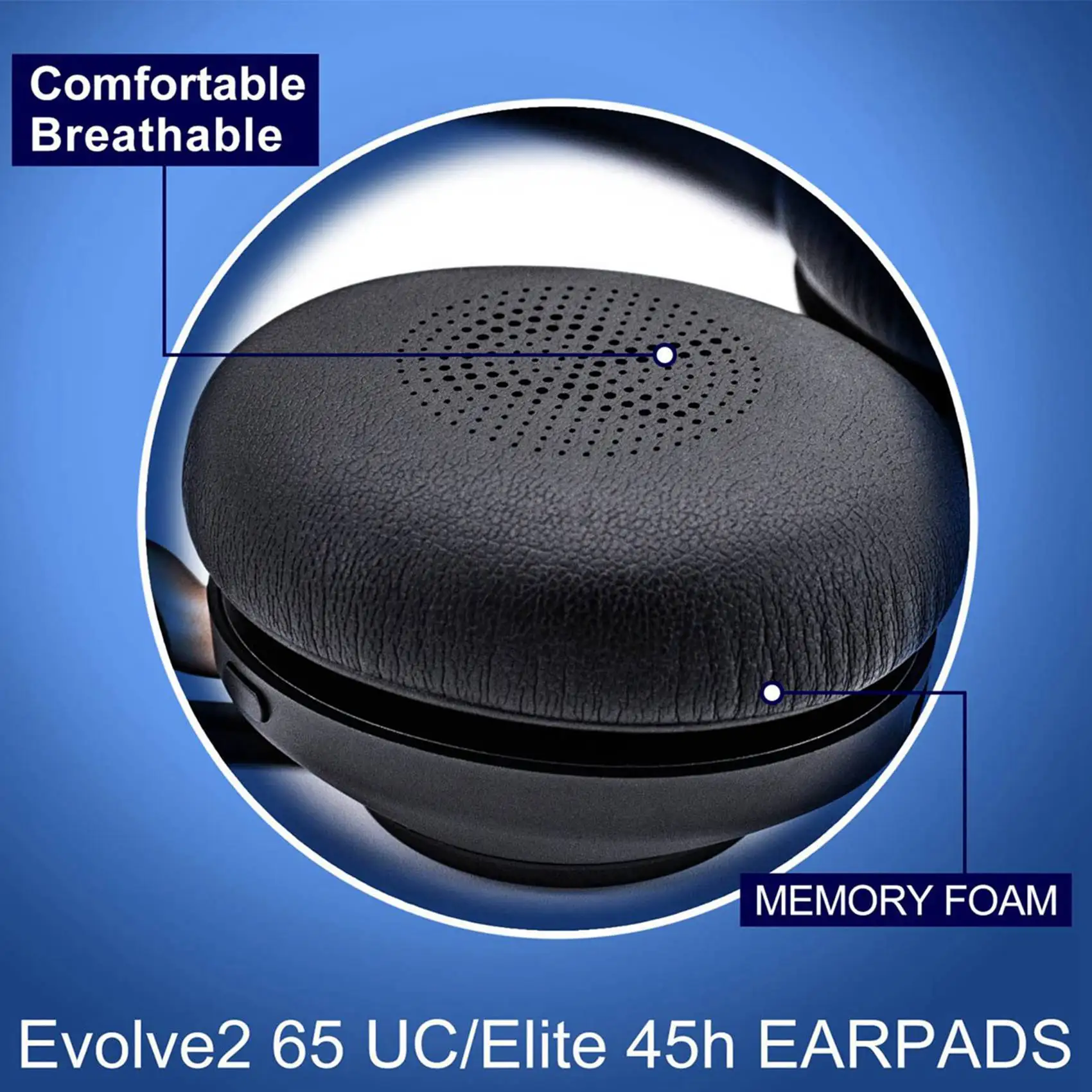 

2 сменных амбушюра для беспроводных наушников Elite 45H Evolve2 65 MS/UC - из протеиновой кожи/наушники-вкладыши/наушники-гарнитуры (черные)