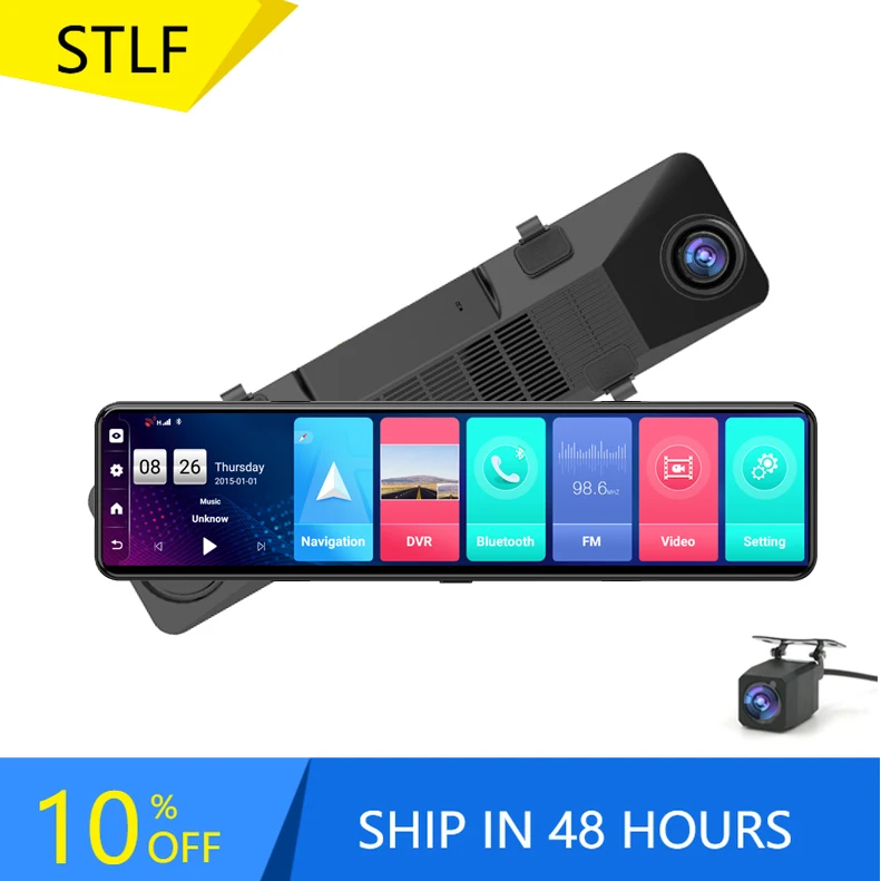 

STLF12 Inch ADAS 4G Cameras1080P Car DVR Cameras Auto Rearview Mirrors Car Driving Video Recorder Dual Lens24h Parking Monitors