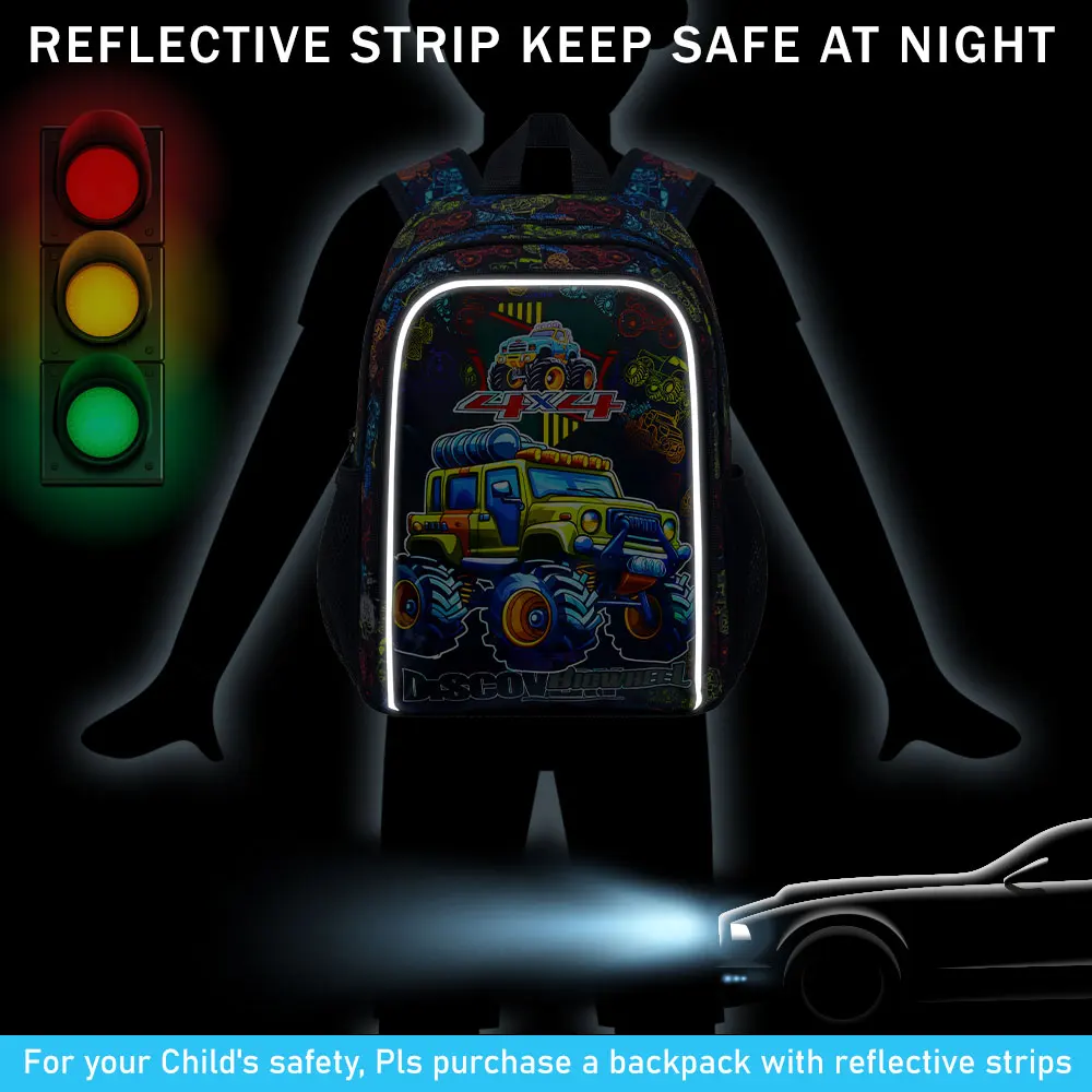 Toddler Backpack for Boys, 13" Car Kids Bookbag, Cute Animal Preschool Kindergarten Schoolbag