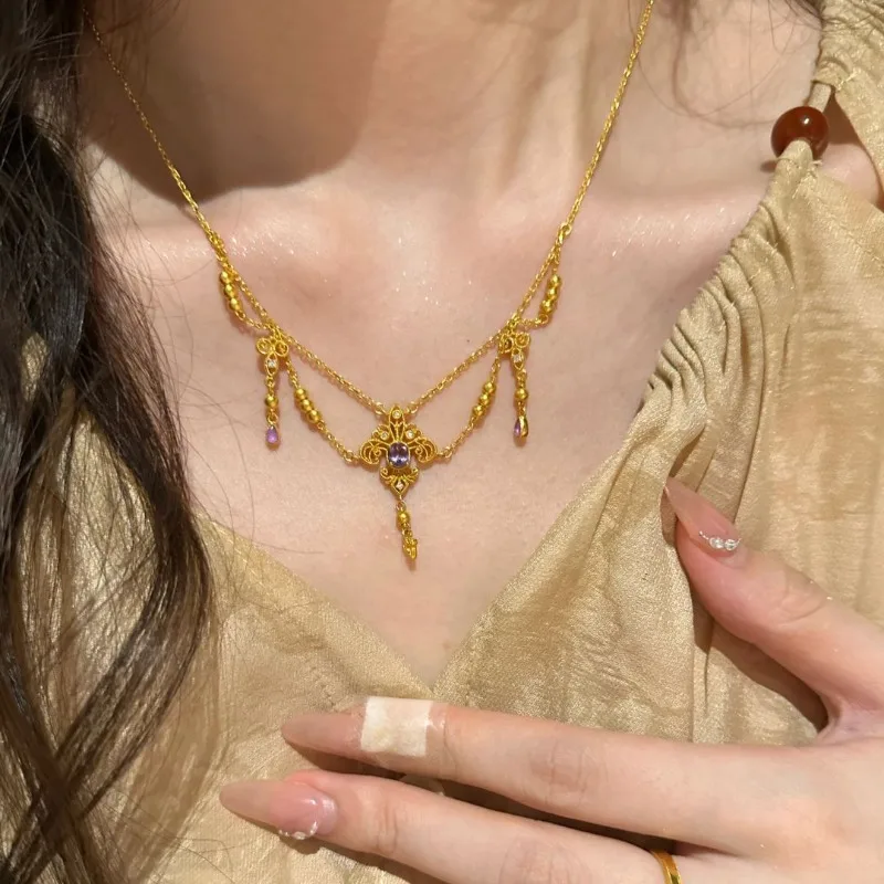 الأميرة على الجري "رقص الطائرة الورقية" القزحية الذهب شرابة قلادة خفيفة فاخرة حساسة مجموعة سلسلة قسط سلسلة الترقوة