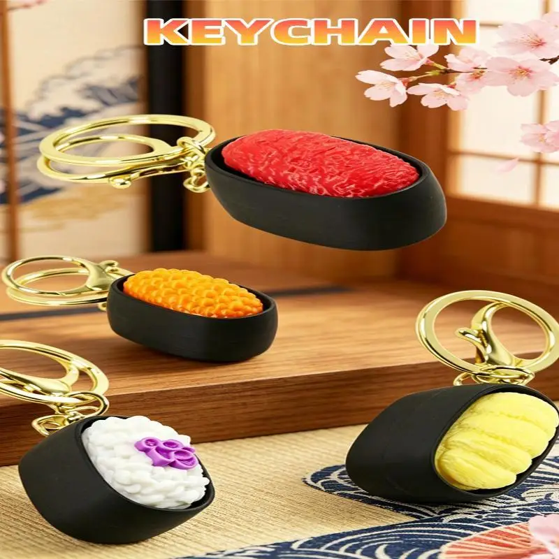 3D-gedruckter simulierter Sushi-Schlüsselanhänger, niedliches Design, perfekte Taschendekoration, Geschenk, Autoanhänger-Zubehör, Stressabbau-Spielzeug – Detail 9