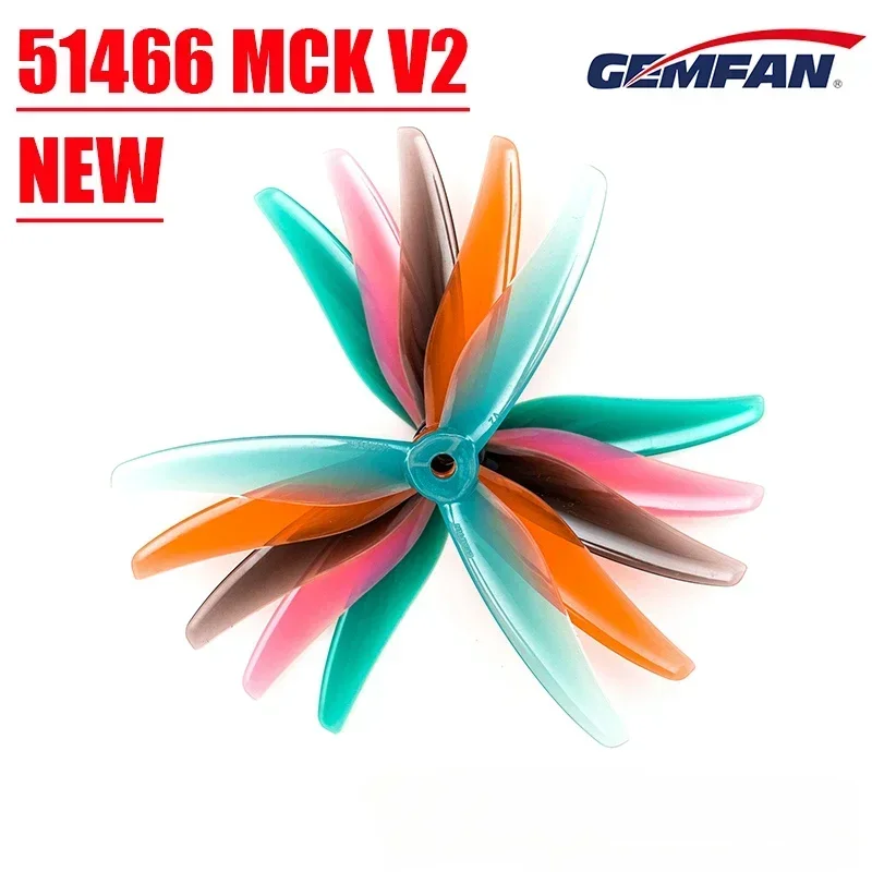 2 Pairs Gemfan 51466 MCK V2 5inch M5 Hole 3 Blade/Tri-Blade Propeller Props CW CCW for 2207 2306KV Motor FPV Racing Drone