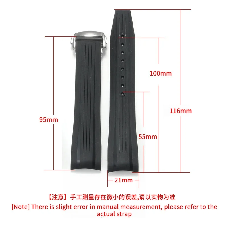 Premium Fluororubber Watch Band For Longines Conquest GMT Sport L3.790 L3.890 Diving Watch, Original Curved Lug Design