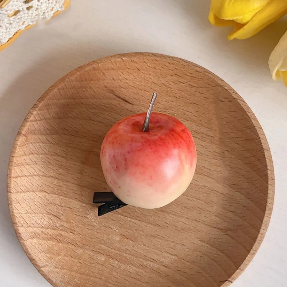 Horquilla de fruta de simulación de cereza creativa, pinza para el pelo bonita de melocotón y limón, Clip de pico de pato para niños, comida falsa diaria