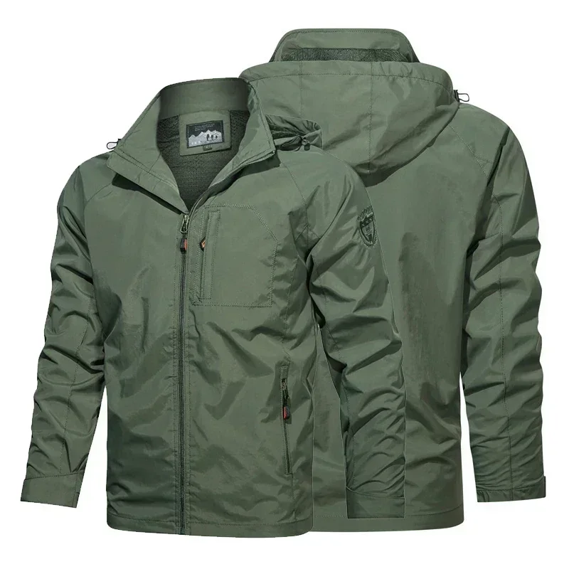 Windbreaker Men Tactical Jacket Waterproof Outdoor Hooded Coat Sports Military Field Climbing Thin Outwear Streetwear Coat