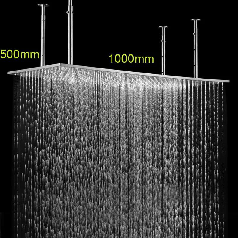 

Shower Head Ceiling Mounted 500*1000MM Big Rainfall Shower Panel Brushed Stainless Steel