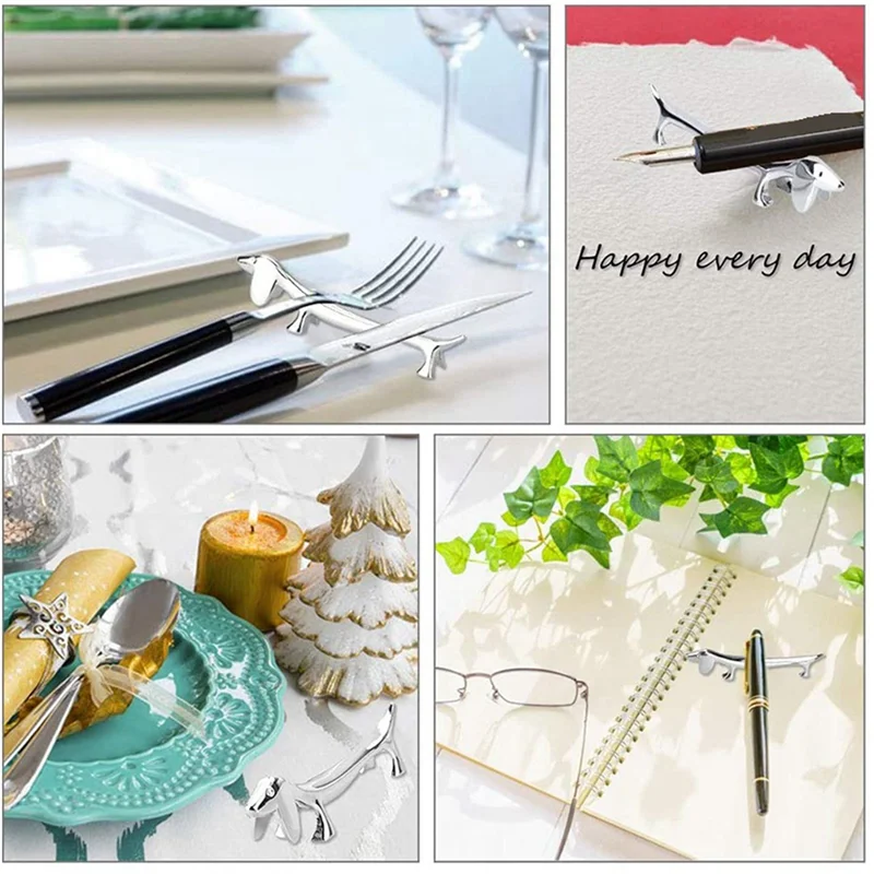 

18 Pcs Chopsticks Rest Little Dog Chopsticks Holder Dachshund Zinc Alloy Fork Stand Spoon Tableware Rack Holder Tool-B09B