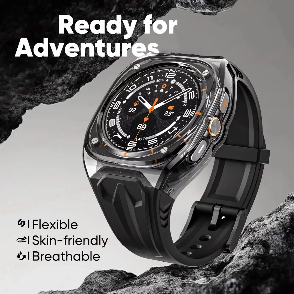 Integrated Wristband for Samsung Galaxy Watch Ultra 2025 47mm TPU Case+Silicone Band for Galaxy Watch 8-7 Ultra 47mm Accessories