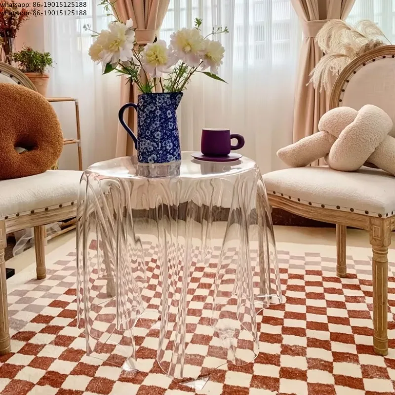 Acrylic Coffee Table Stylish Round End Table for Apartment Living Room Decor Creative Dining Table
