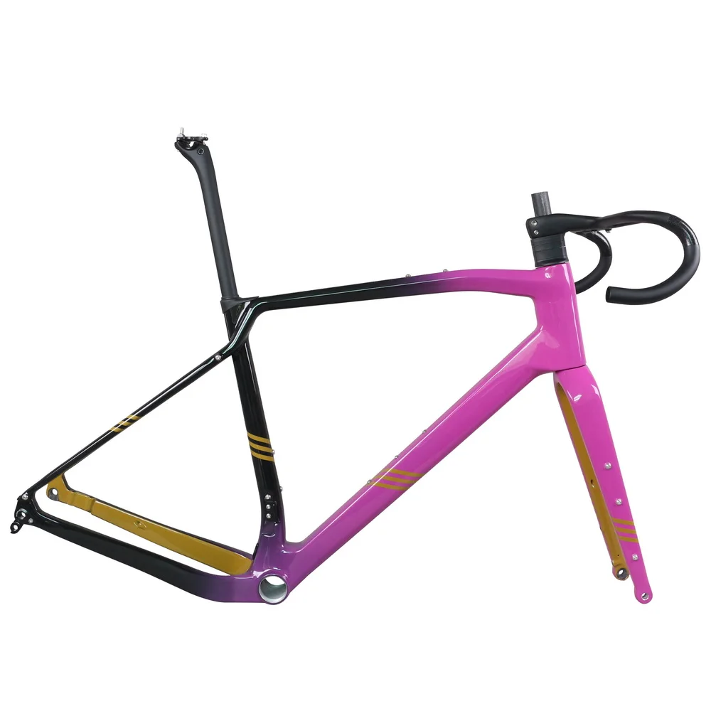 

Toray T1000 Carbon Fiber Full Hidden Cable Gravel Bike Frame GR047 Custom Paint T47 Thread Size XS/S/M/L/XL