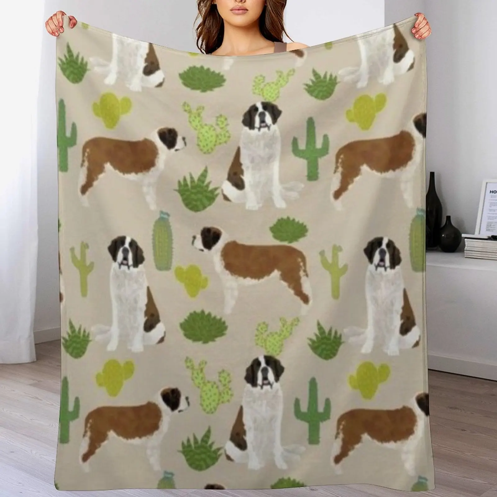 SAINT BERNARD Throw Blanket Soft Plaid Cute Plaid For Sofa Thin Winter beds Blankets