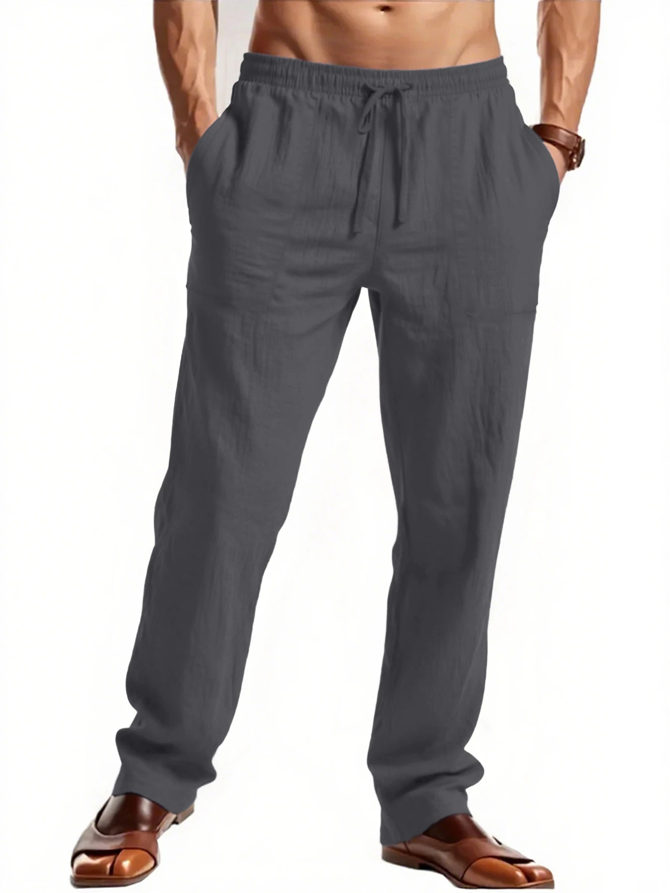 남성용 바지 루즈핏 쿨 캐주얼 롱 팬츠 신축성 허리 롱 팬츠 캐주얼 큰 사이즈 스트릿웨어 경량 트라우저 스포츠 팬츠