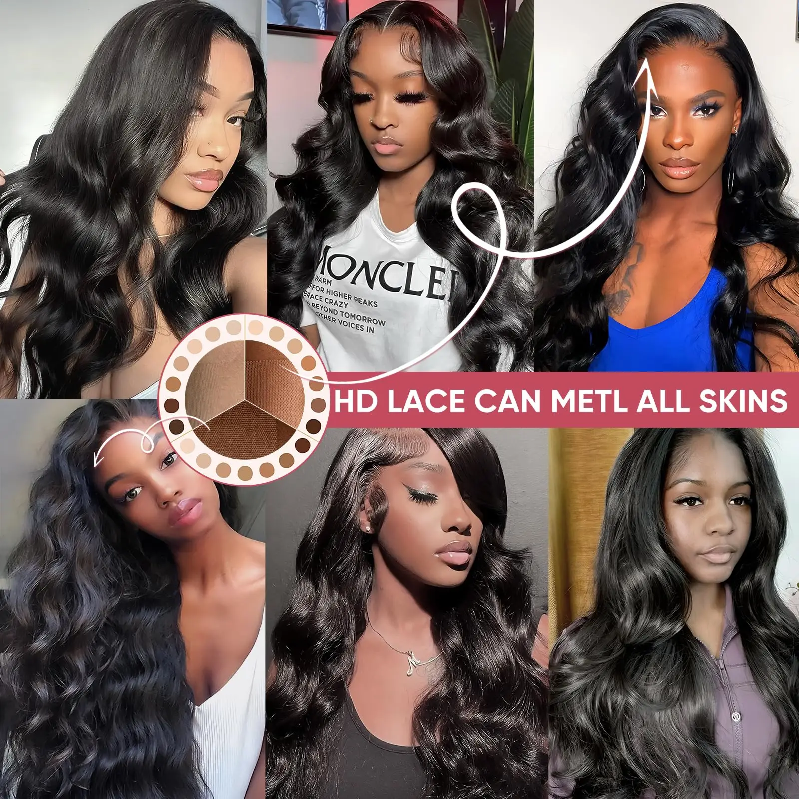 40 Inch Body Wave Lace Front Wig 13x6 200 Density Natural Black Brazilian Water Wave Human Hair Wigs For Women Pre Plucked Lace