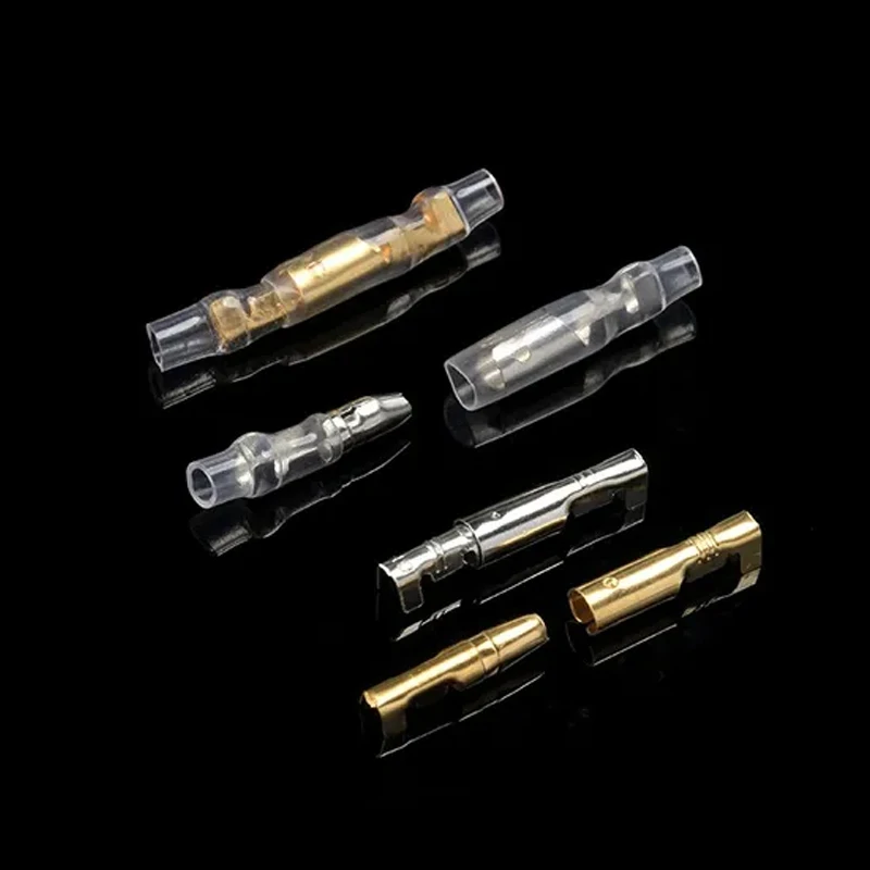 25/50/100sets 4.0 bullet Crimp terminal car electrical wire connector diameter 4mm Female+Male+Case Cold press terminal 1in1out