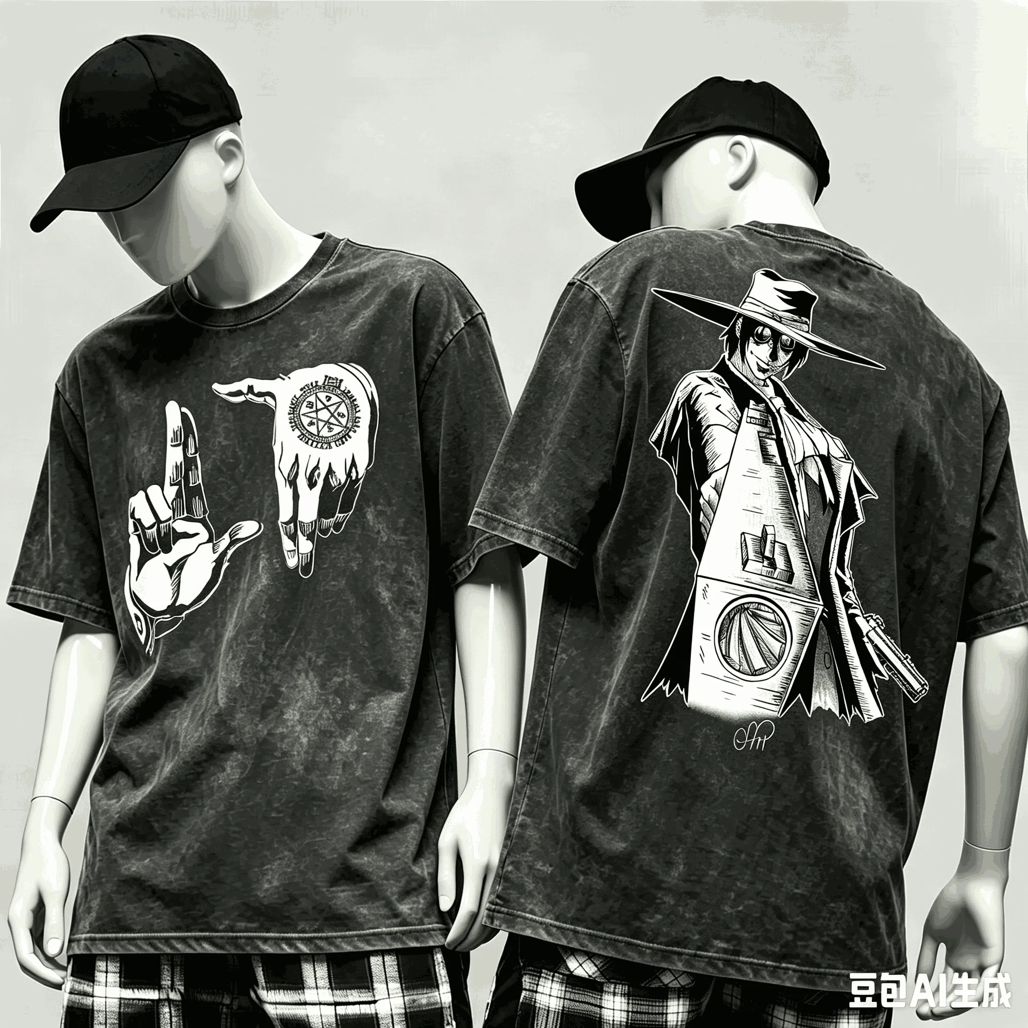 Hellsing Washed T-shirt Anime Lover Harajuku New Model Oversized Vintage Loose Streetwear Classic Unisex Couples Fashion soft