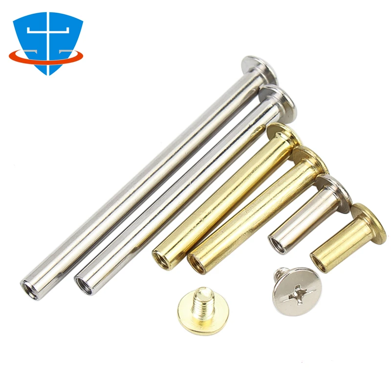 M4 M5 304 Stainless Steel Golden Leather Bag Belt Photo Scrapbook Album Account Book Post Binding Chicago Screw Nail Snap Rivet