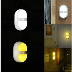 Luz Led nocturna con Sensor de inducciÃģn de movimiento humano, lÃĄmpara de Control con baterÃa para dormitorio, baÃąo, Color amarillo/blanco