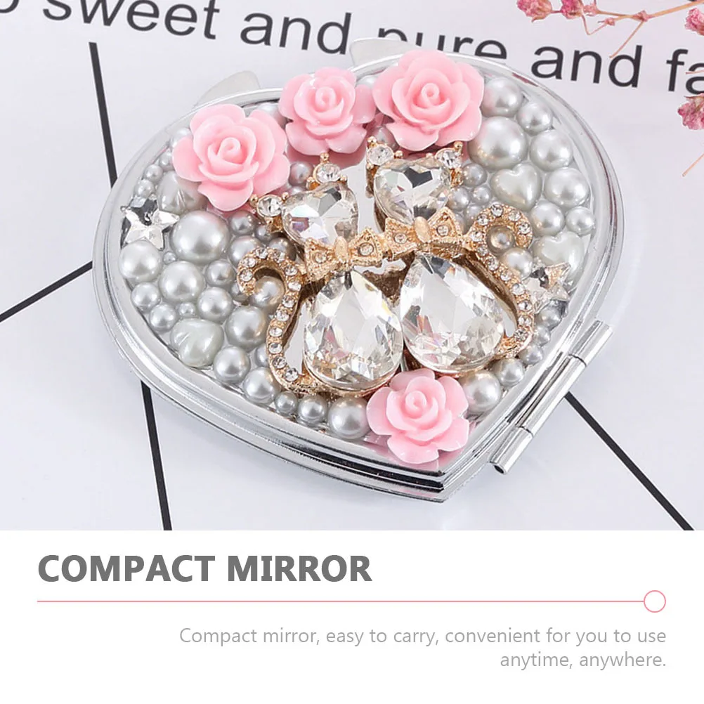 Miroir de maquillage Compact en forme de cœur aimant, Portable et Durable pour les voyages d'affaires, délicat et confortable