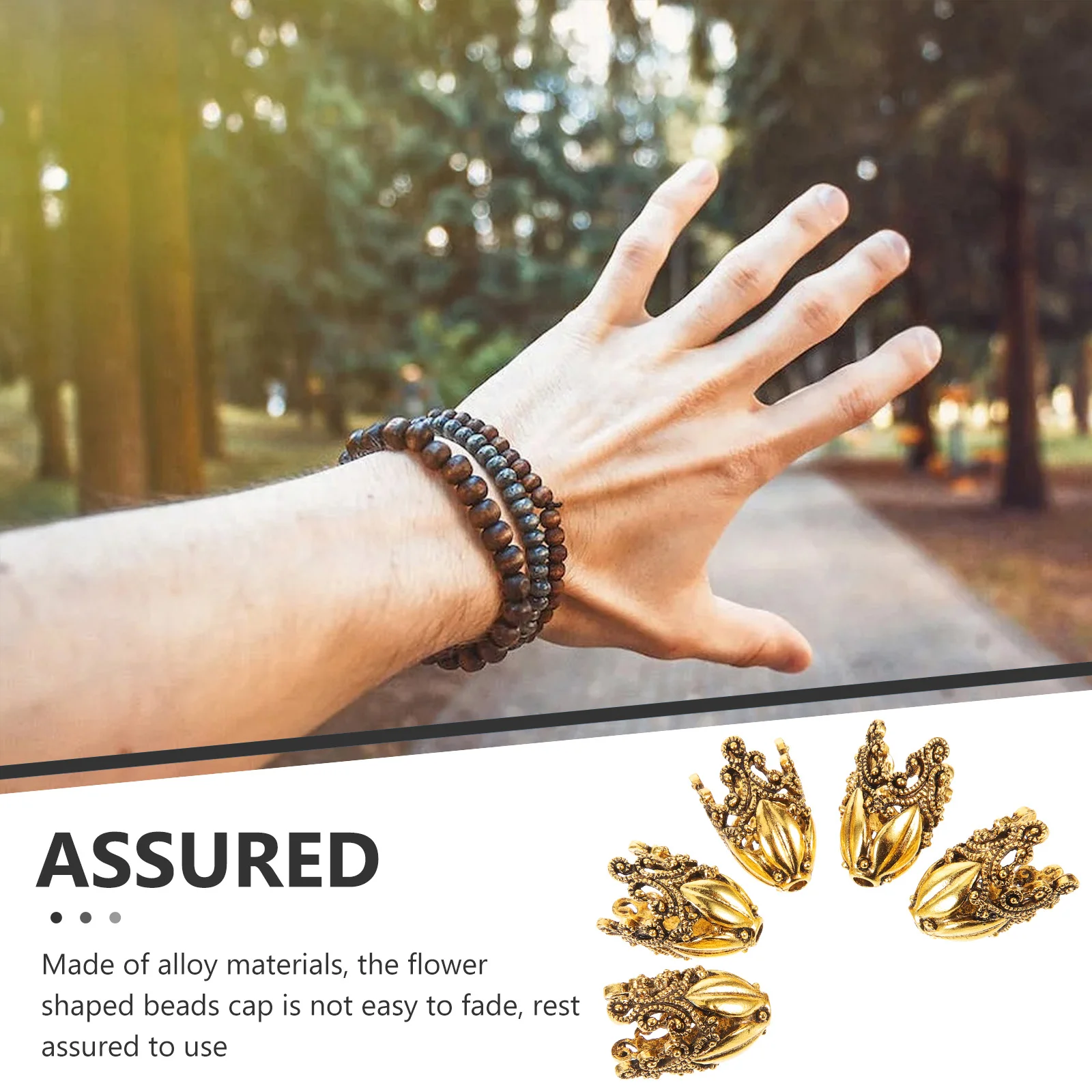 

5Pcs Alloy Flower Beads Caps Jewelry Making DIY Spacer Beads Caps for Bracelets Necklace Crafts DIY Supplies Loose Bead