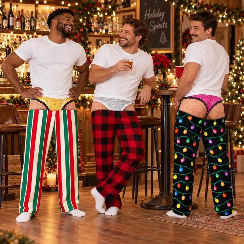 Men's and Women's Fun Checkered Printed Pajamas Funny Christmas Pajamas Spoof Gifts Casual Sports Loose Fitting