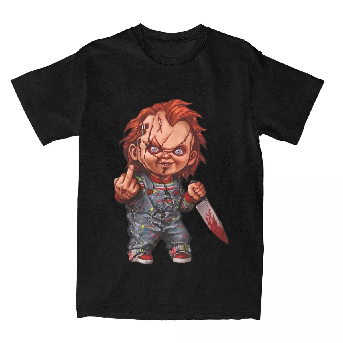 Men Women T-Shirt The Killer Doll Accessories Funny Cotton Short Sleeve Horror Chucky T Shirts O Neck Tops Plus Size