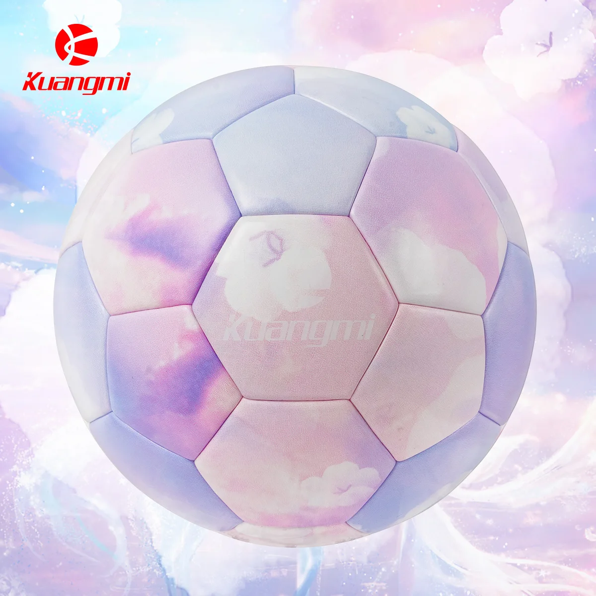 Kuangmi Cotton Candy Football Size 5 Professional Soccer ball High Quality Durable Soft PU Sport Balls Adults Teenagers Present