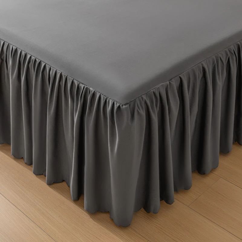 1pc Gray Bed Skirt Skin-friendly Bed Cover Simple Style Mattress Protector roupa de cama Soft Bedspread for Home (No Pillowcase)