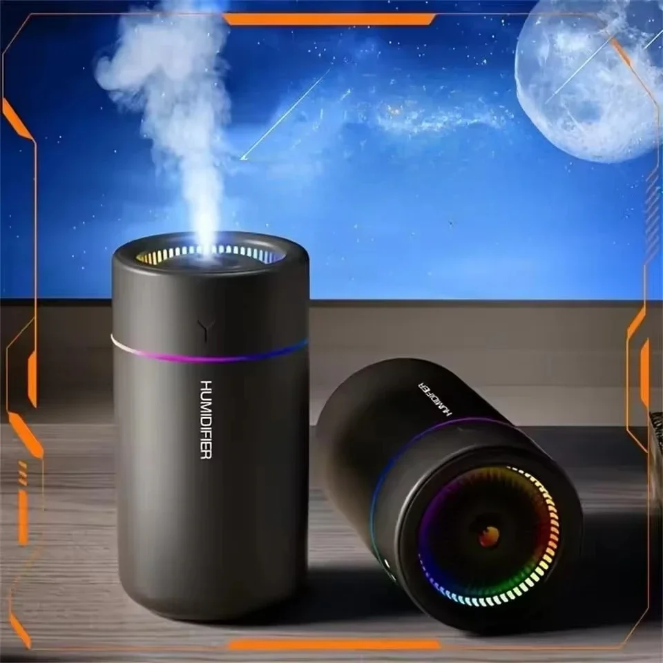 Umidificador de ar para carro, 280 ml, com luzes coloridas, difusor de aroma, óleos essenciais para casa, quarto, escritório, névoa ultrassônica silenciosa
