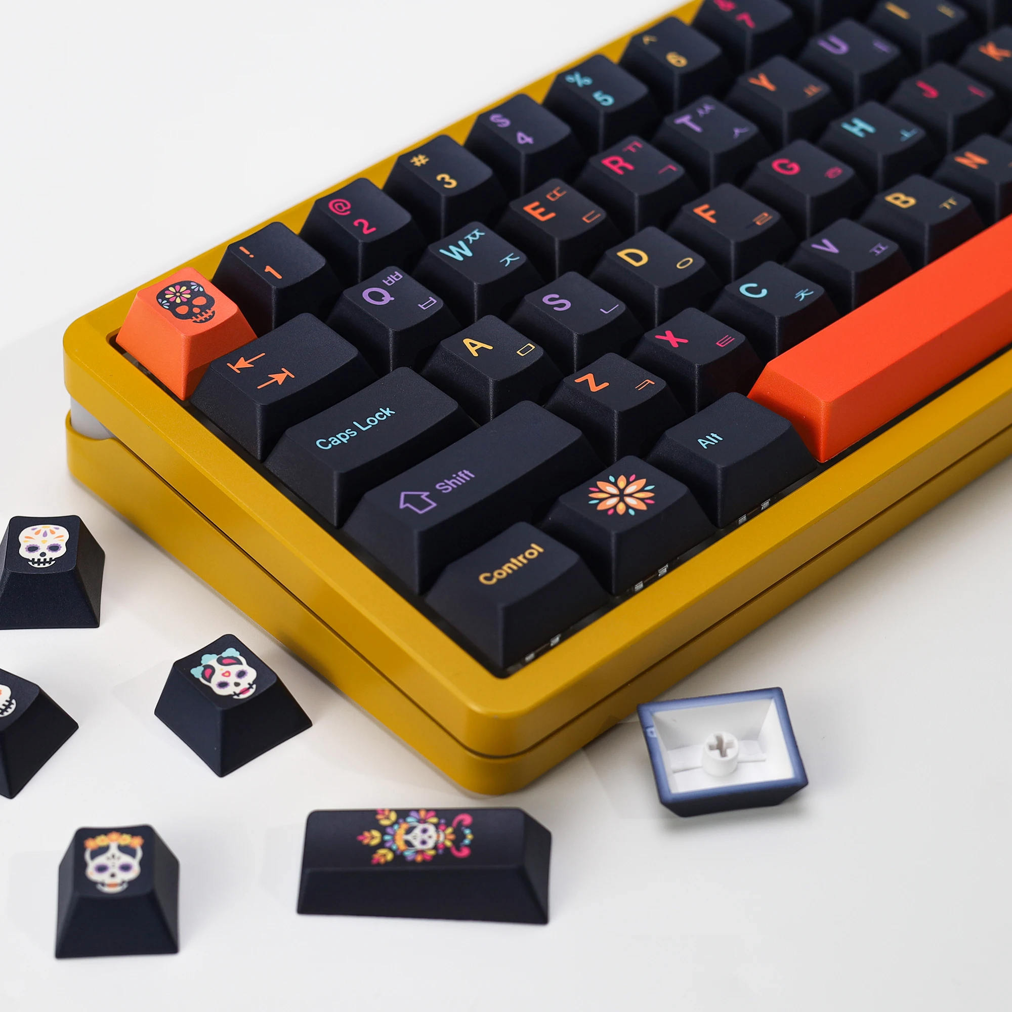 Kbdiy gmk mictlan cereja perfil pbt coreano keycap personalizado alice para mx switch aula gaming 60 teclado mecânico 143 conjunto de tampa chave