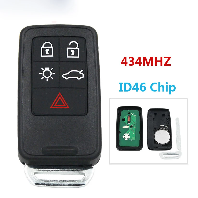 Original 6 Button Car Keyless Smart Remote Key 433Mhz for Volvo XC60 S60 V40 V60 S80 XC70 2009 - 2014 Keyless Smart Key Remote