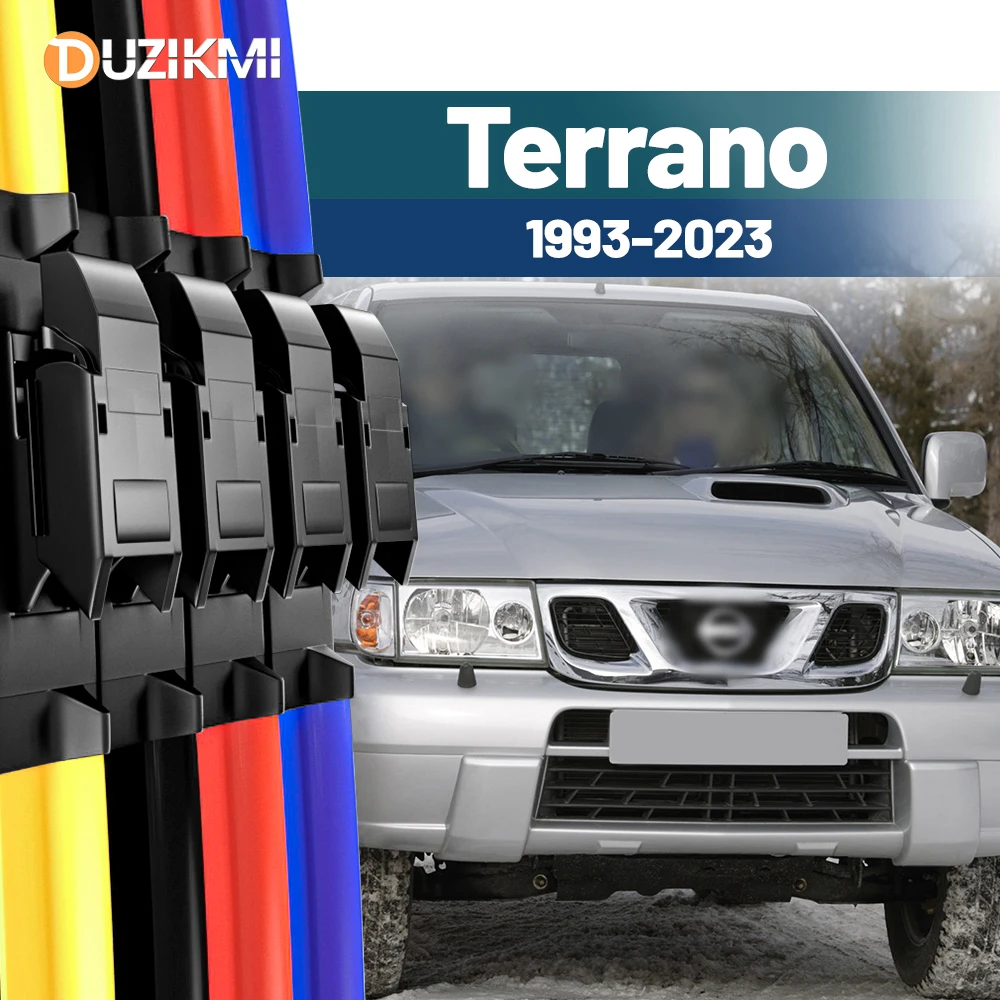 Für Nissan Terrano R20 R50 D10 1993-2023 2018 2019 2020 2021 2022 2023 2 Stück Frontscheibe Scheibenwischerblätter Rot Blau