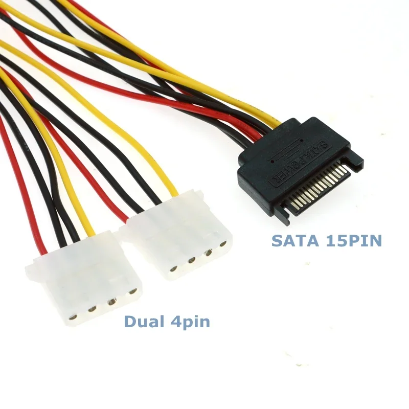 SATA 15pin Straight Elbow Male to SATA SDD IDE 4Pin Female one-to-two Computer Case Hard Drive Power Adapter Cable