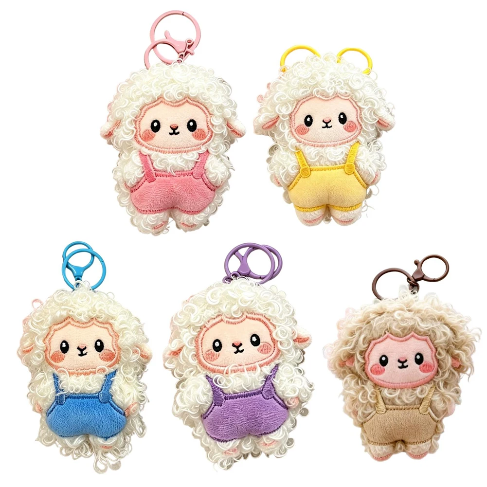 Creative Cute Curly Sheep Backpack Keychain Key Ring Pendant Bag Ornament Kawaii Backpack Keychain Pendant Decorative Accessory