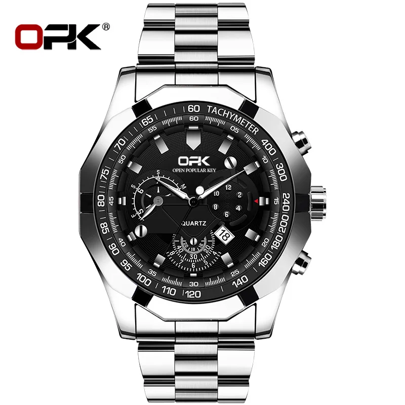 

OPK brand watch manufacturers wholesale hot steel belt calendar quartz watch men's high quality leisure watch