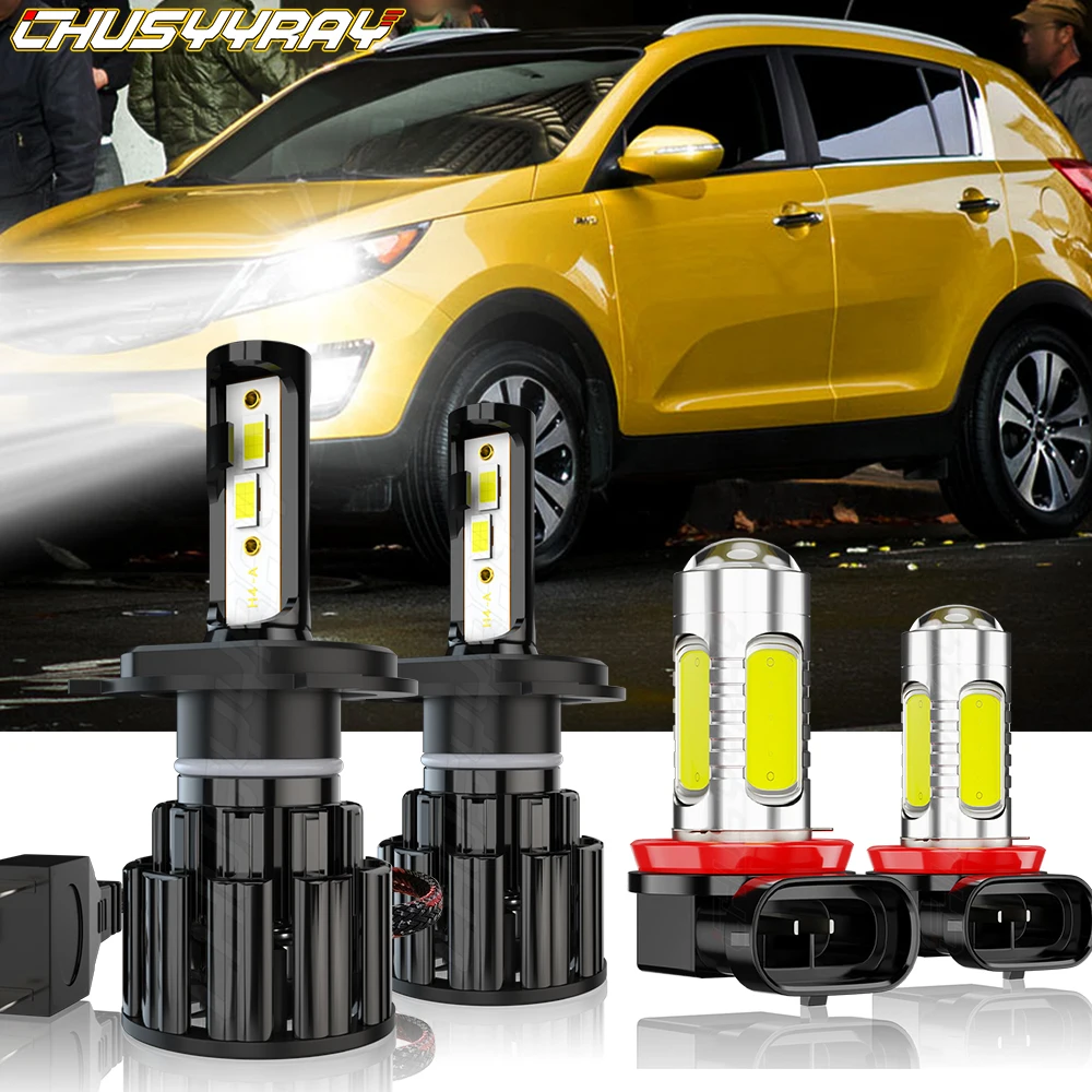 

CHUSYYRAY Compatible For Kia Sportage 2005-2008 4X LED Headlight High/Low Fog Light Bulbs Kit 6000K Super Bright Car accsesories